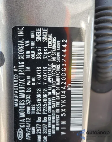 2013 Kia Sorento Ex from USA, damaged, VIN 5XYKU4A20DG324442